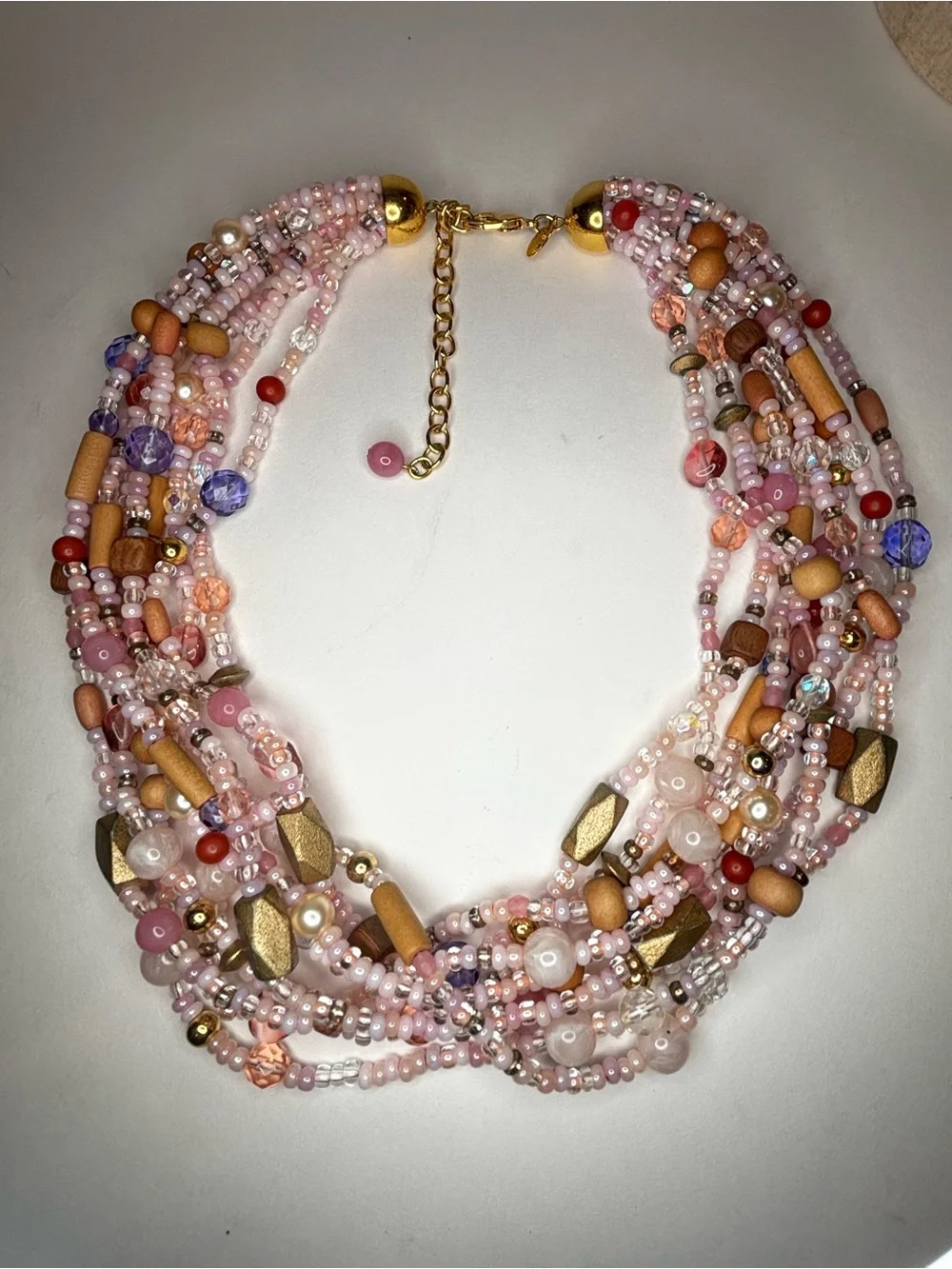 Vintage Joan Rivers Collection Pink Multi Strand Glass Bead 18